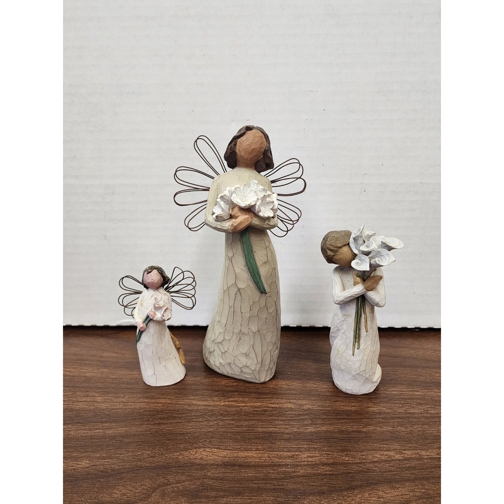 Demdaco Willow Tree Angel Of Beauty/Love & Beautiful Wishes‎ Figurines Lot Of 3